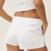 Pantaloncini Riviera a vita bassa in misto lino - Bianco
