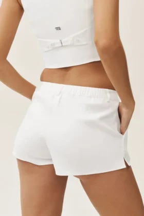 Pantaloncini Riviera a vita bassa in misto lino – Bianco