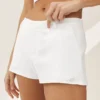 Pantaloncini Riviera a vita bassa in misto lino - Bianco