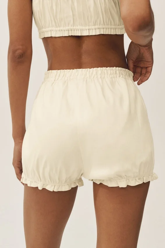 Pantaloncini Riviera Bloomer in misto lino - Beige sabbia