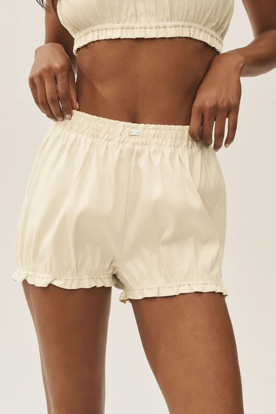 Pantaloncini Riviera Bloomer in misto lino - Beige sabbia