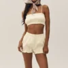 Pantaloncini Riviera Bloomer in misto lino - Beige sabbia