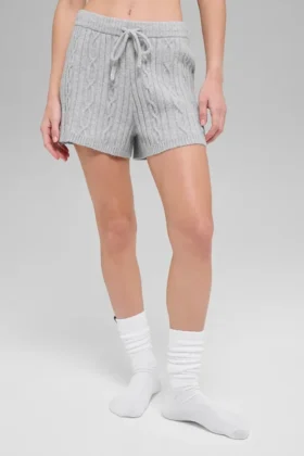 Pantaloncini Winter Bliss a maglia intrecciata - Grigio melange atletico