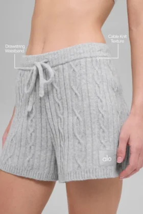 Pantaloncini Winter Bliss a maglia intrecciata – Grigio melange atletico