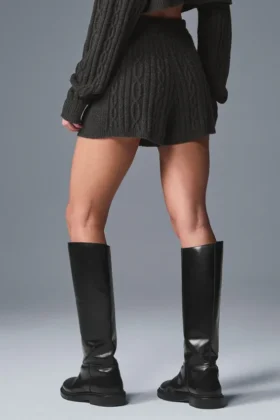 Pantaloncini Winter Bliss a maglia intrecciata – Grigio scuro melange