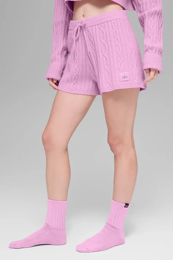 Pantaloncini Winter Bliss a maglia intrecciata - Rosa Cuore Caramella