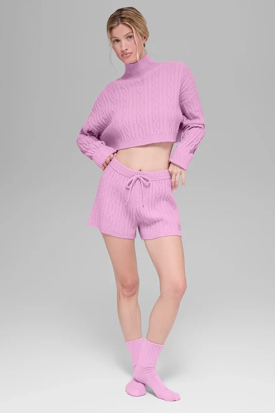Pantaloncini Winter Bliss a maglia intrecciata - Rosa Cuore Caramella