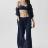 Pantaloni a gamba dritta High-Waist semi-trasparenti Golden Hour - Blu navy