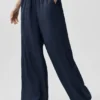 Pantaloni a gamba dritta High-Waist semi-trasparenti Golden Hour - Blu navy