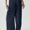 Pantaloni a gamba dritta High-Waist semi-trasparenti Golden Hour - Blu navy