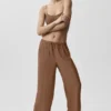Pantaloni a gamba dritta High-Waist semi-trasparenti Golden Hour - Marrone baciato dal sole