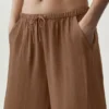 Pantaloni a gamba dritta High-Waist semi-trasparenti Golden Hour - Marrone baciato dal sole