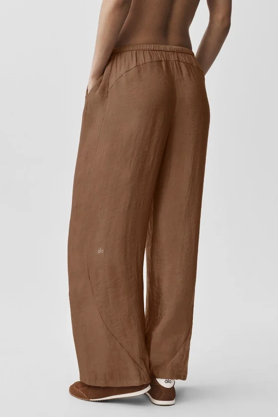 Pantaloni a gamba dritta High-Waist semi-trasparenti Golden Hour - Marrone baciato dal sole