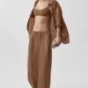 Pantaloni a gamba dritta High-Waist semi-trasparenti Golden Hour - Marrone baciato dal sole