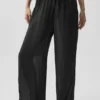 Pantaloni a gamba dritta High-Waist semi-trasparenti “Golden Hour” - Nero