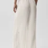 Pantaloni a gamba dritta High-Waist semitrasparenti - Avorio