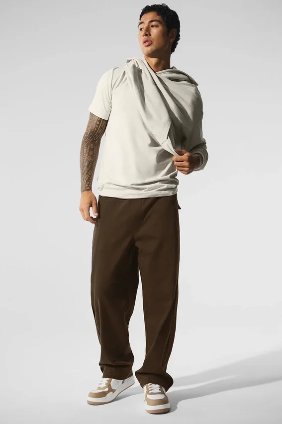 Pantaloni a gamba dritta in pelle scamosciata Edition - Espresso