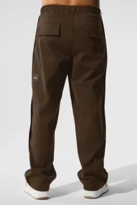Pantaloni a gamba dritta in pelle scamosciata Edition – Espresso