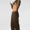 Pantaloni a gamba dritta in pelle scamosciata Edition - Espresso