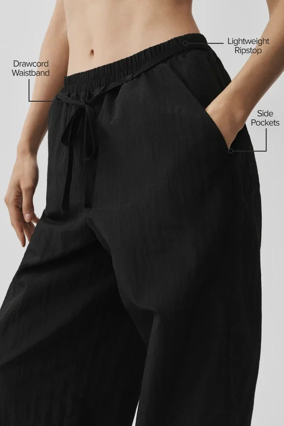 Pantaloni a gamba dritta in tessuto ripstop Electric - Nero