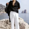 Pantaloni a gamba dritta Linen Days - Bianco