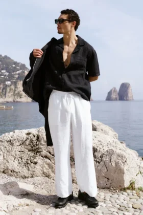 Pantaloni a gamba dritta Linen Days - Bianco