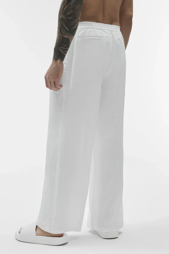 Pantaloni a gamba dritta Linen Days - Bianco