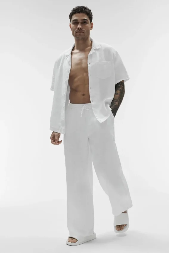Pantaloni a gamba dritta Linen Days - Bianco