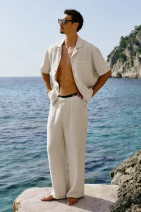 Pantaloni a gamba dritta Linen Days - Colore osso