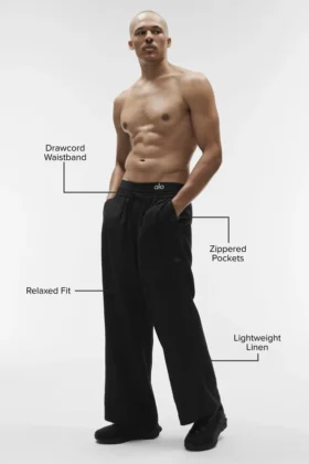 Pantaloni a gamba dritta Linen Days – Nero