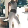 Pantaloni a gamba larga Breezy (Regular) - Bianco