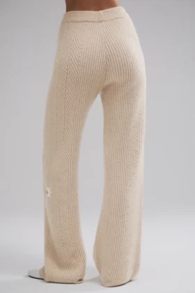 Pantaloni a gamba larga in cashmere Winter Magic – Birch Heather