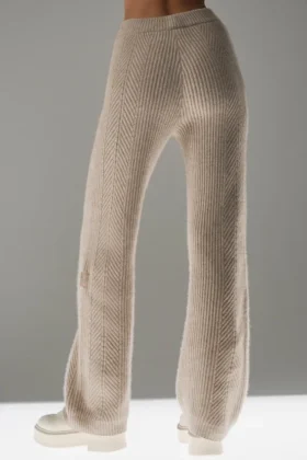 Pantaloni a gamba larga in cashmere Winter Magic – Flax Heather