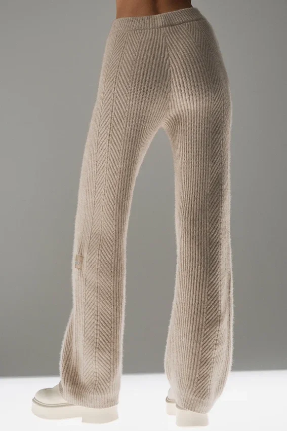Pantaloni a gamba larga in cashmere Winter Magic - Flax Heather