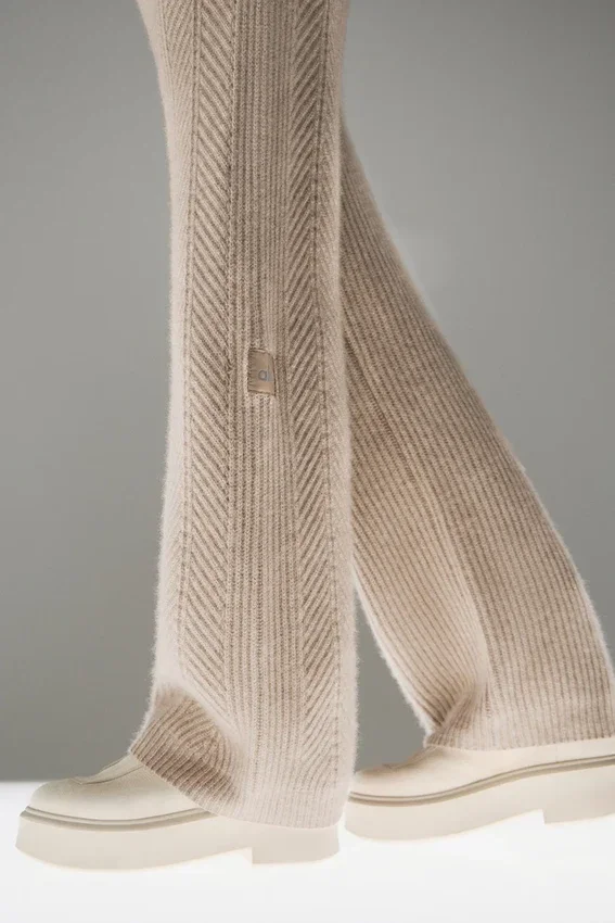 Pantaloni a gamba larga in cashmere Winter Magic - Flax Heather