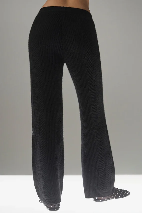 Pantaloni a gamba larga in cashmere Winter Magic - Nero