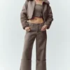 Pantaloni a gamba larga Nightcap in misto lana - Cacao alpino melange