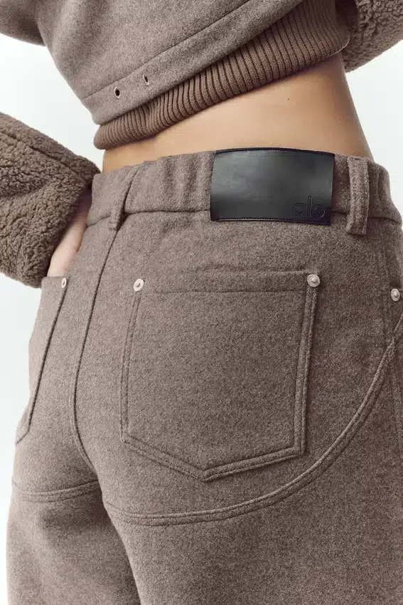Pantaloni a gamba larga Nightcap in misto lana - Cacao alpino melange