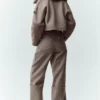 Pantaloni a gamba larga Nightcap in misto lana - Cacao alpino melange
