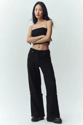 Pantaloni a gamba larga Nightcap in misto lana - Nero