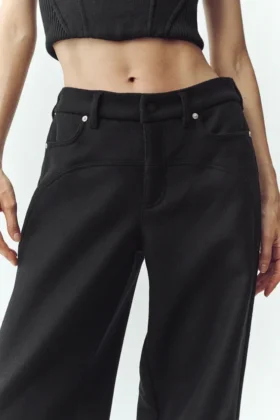 Pantaloni a gamba larga Nightcap in misto lana – Nero