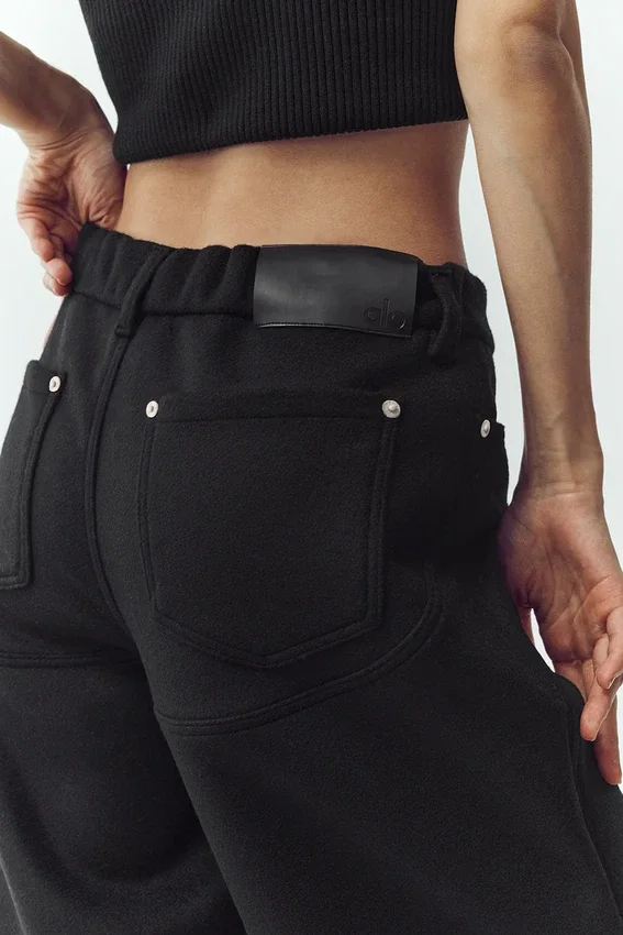 Pantaloni a gamba larga Nightcap in misto lana - Nero