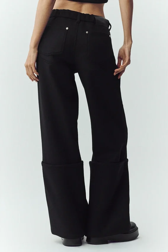 Pantaloni a gamba larga Nightcap in misto lana - Nero