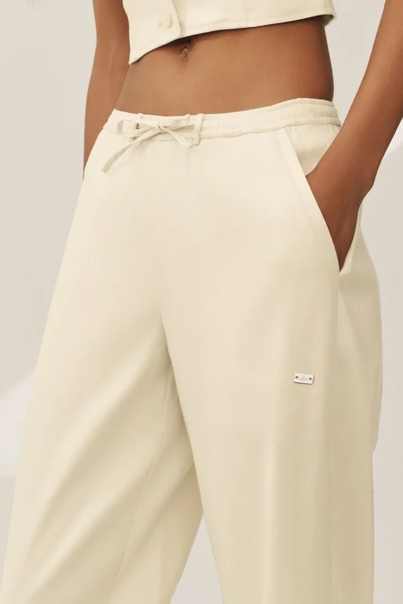 Pantaloni a gamba larga Riviera in misto lino - Beige sabbia