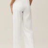 Pantaloni a gamba larga Riviera in misto lino - Bianco