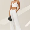 Pantaloni a gamba larga Riviera in misto lino - Bianco