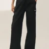 Pantaloni a gamba larga Riviera in misto lino - Nero