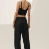 Pantaloni a gamba larga Riviera in misto lino - Nero