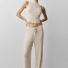 Pantaloni a gamba larga Unwind a vita media in maglia tipo maglione - Oatmeal Heather