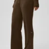 Pantaloni a gamba larga Unwind a vita media in maglione - Espresso